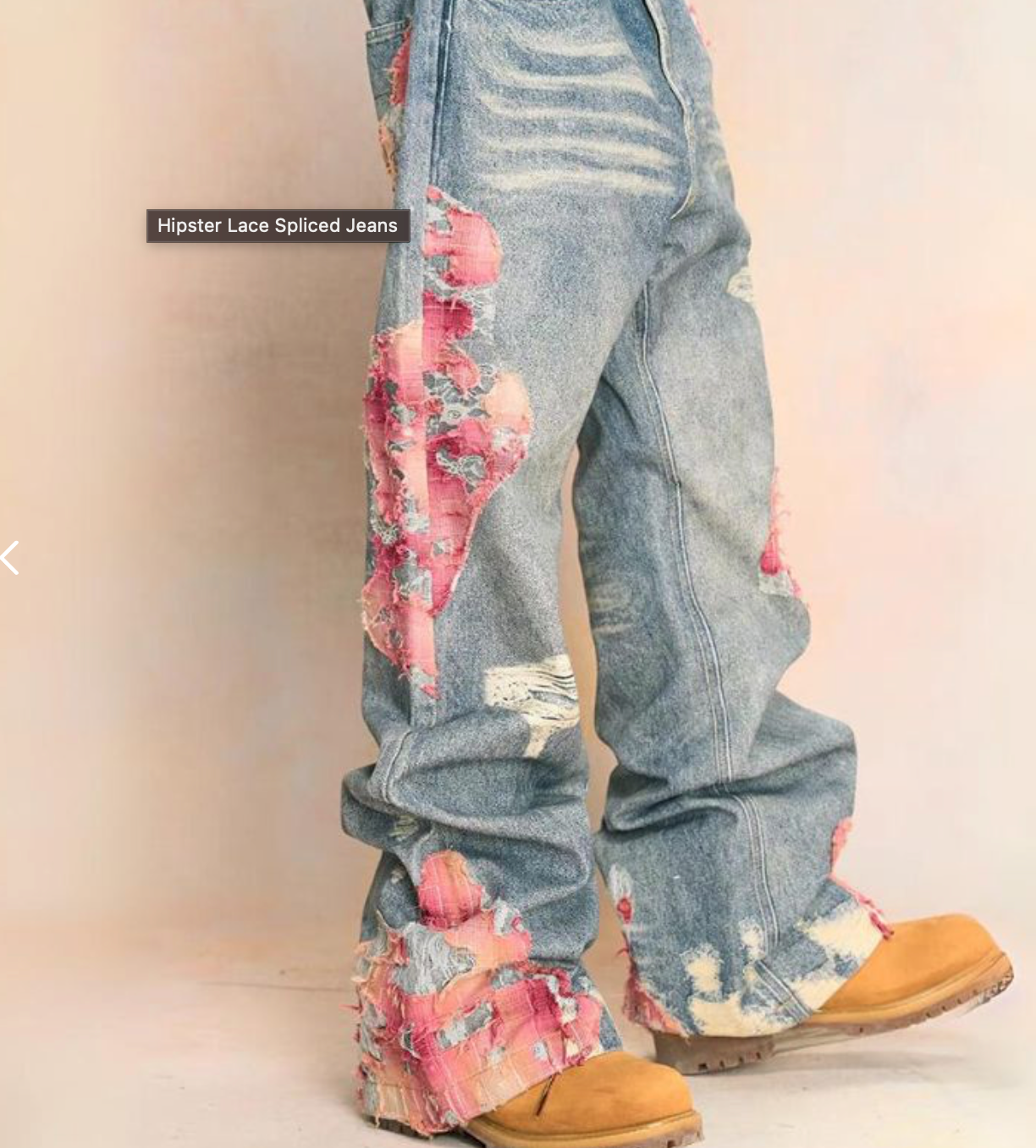 Helloice Hipster Lace Spliced Jeans